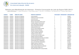 Primeira Convoca&ccedil;&atilde;o da Lista de Espera SiSU 2015-1