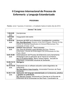 II Congreso Internacional de Proceso de Enfermería y Lenguaje