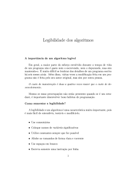 Legibilidade dos algoritmos A importAanCia de um algoritmo