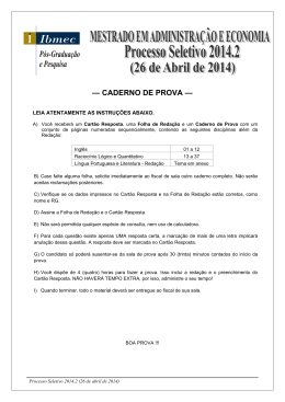 Prova do processo seletivo do Mestrado 2014.2 (1&ordf; prova)