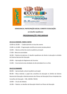 programa&ccedil;&atilde;o preliminar - XXV Encontro Nacional dos Conselhos