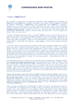 &ldquo;O que &eacute; a maledic&ecirc;ncia&rdquo;