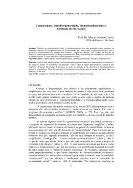 Complexidade, Interdisciplinaridade, Transdisciplinaridade e