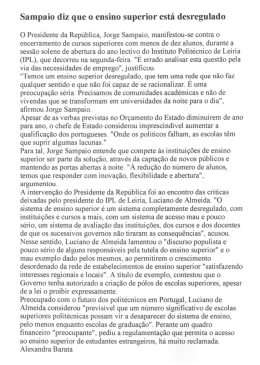 Sampaio diz que o ensino superior está desregulado