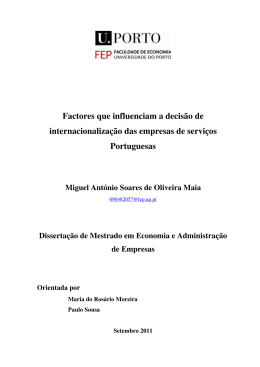 Fatores que influenciam a decis&atilde;o de internacionaliza&ccedil;&atilde;o das