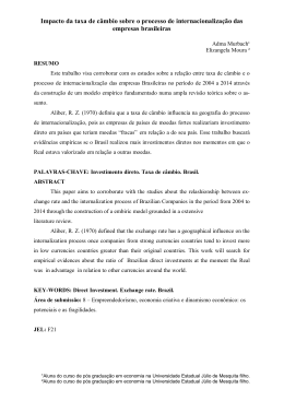 Impacto da taxa de c&acirc;mbio sobre o processo de