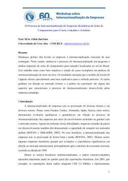 1 O Processo de Internacionaliza&ccedil;&atilde;o de Empresas
