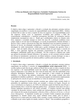 A &Eacute;tica nas Rela&ccedil;&otilde;es entre Empresas e Sociedade