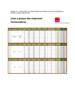 Lista das empresas fornecedoras VEVs Agricultura e Indústria