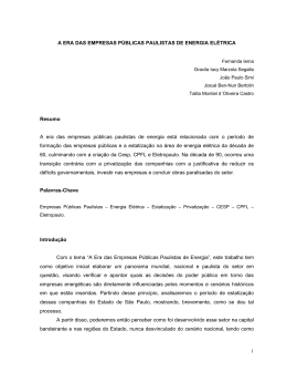 A Era das Empresas P&uacute;blicas Paulistas de Energia El&eacute;trica