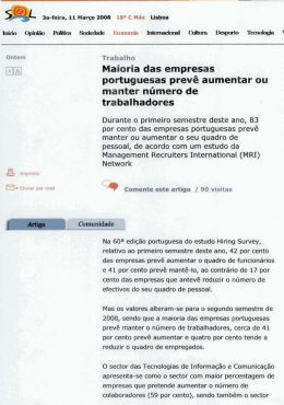 Maioria das empresas portuguesas prevê aumentar - MRI