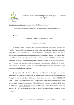 A imprensa das Col&ocirc;nias de Express&atilde;o Portuguesa &ndash; A