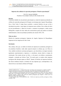 Imprensa das col&ocirc;nias de express&atilde;o portuguesa