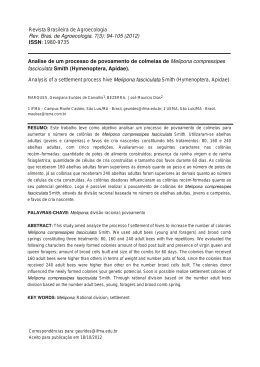 Analise de um processo de povoamento de colmeias de Melipona