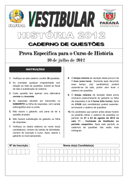 Prova Espec&iacute;fica para o Curso de Hist&oacute;ria