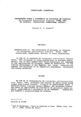 1988, Observacoes sobre a ocorrencia de poliginia em