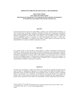 DESENVOLVIMENTO SUSTENT&Aacute;VEL E TRANSPORTES Jo&atilde;o