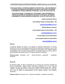 educa&ccedil;&atilde;o rural e desenvolvimento sustent&aacute;vel: uma