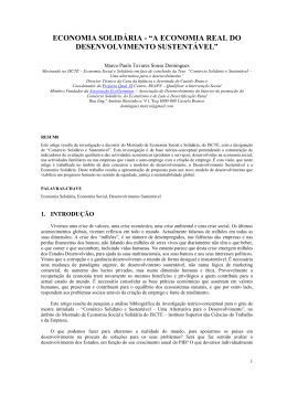 ECONOMIA SOLID&Aacute;RIA - &ldquo;A ECONOMIA REAL DO