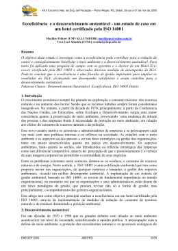 Ecoefici&ecirc;ncia e o desenvolvimento sustent&aacute;vel - um estudo