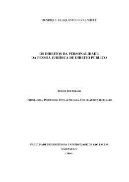 os direitos da personalidade da pessoa jur&iacute;dica de direito p&uacute;blico