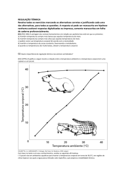 REGULAÇÃO TÉRMICA Resolva todos os exercícios marcando as