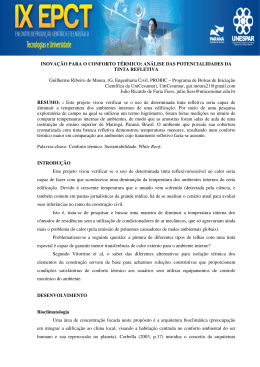 INOVA&Ccedil;&Atilde;O PARA O CONFORTO T&Eacute;RMICO: AN&Aacute;LISE DAS