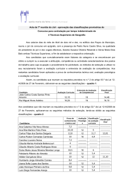 Acta de aprova&ccedil;&atilde;o das classifica&ccedil;&otilde;es provis&oacute;rias