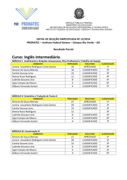 Resultado Parcial do Edital N&ordm; 012/2014