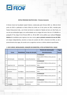 EDITAL PROCESSO SELETIVO 2016 &ndash; Primeiro