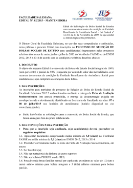 Edital de Filantropia 2015. - Faculdade Salesiana do Nordeste