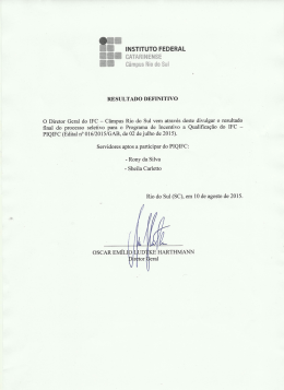 RESULTADO DEFINITIVO O Diretor Geral do IFC