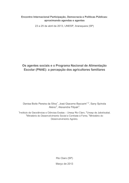 (PNAE): a percep&ccedil;&atilde;o dos agricultores familiares