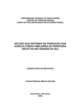 ESTUDO DOS SISTEMAS DE PRODUÇÃO DOS AGRICULTORES