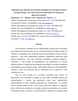 Diagn&oacute;stico dos Sistemas de Produ&ccedil;&atilde;o dos Munic&iacute;pios