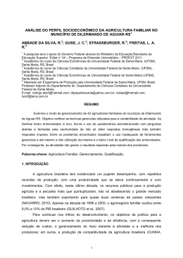 an&aacute;lise do perfil socioecon&ocirc;mico da agricultura familiar no