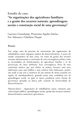 ``As organizacoes dos agricultores familiares e a