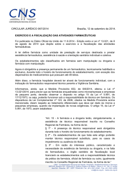 exercicio e a fiscalizacao das atividades farmaceuticas