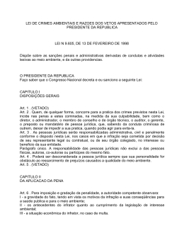 LEI DE CRIMES AMBIENTAIS E RAZOES DOS VETOS