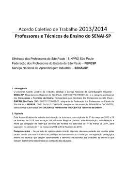 Acordo Coletivo de Trabalho SENAI-SP 2013/2014 - sinpro-sp