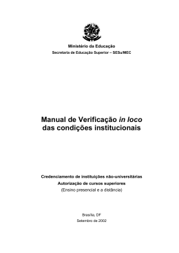 Manual de Verificação in loco das condições institucionais