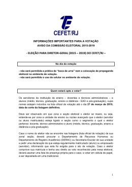 - ELEIÇÃO PARA DIRETOR-GERAL (2015 – 2019) DO CEFET/RJ –