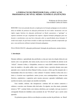 a formação do professor para a educação profissional de nível médio