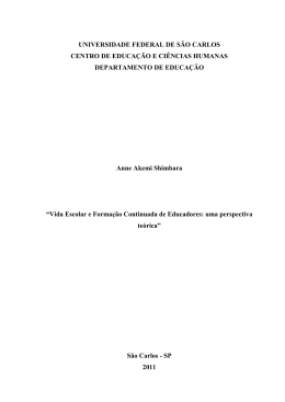 Vida Escolar e Forma&ccedil;&atilde;o Continuada de Educadores