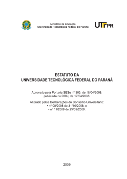 Estatuto da UTFPR - Universidade Tecnológica Federal do Paraná