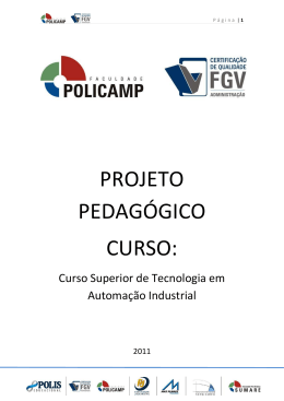 PROJETO PEDAG&Oacute;GICO CURSO: