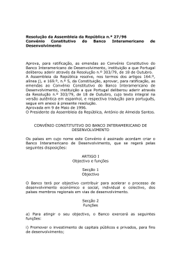 Conv&eacute;nio Constitutivo do Banco Interamericano de Desenvolvimento