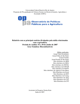 Relatório com as principais notícias divulgadas pela mídia