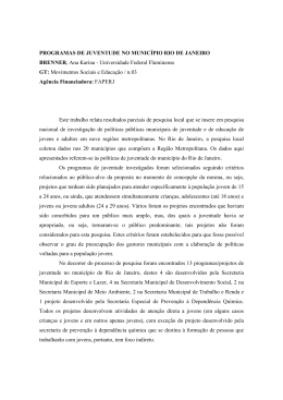 PROGRAMAS DE JUVENTUDE NO MUNICÍPIO RIO DE JANEIRO