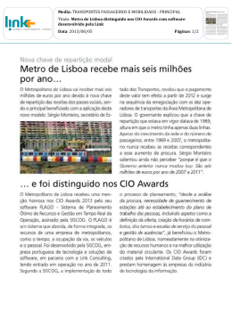 Titulo: Metro de Lisboa distinguido nos CIO Awards com software